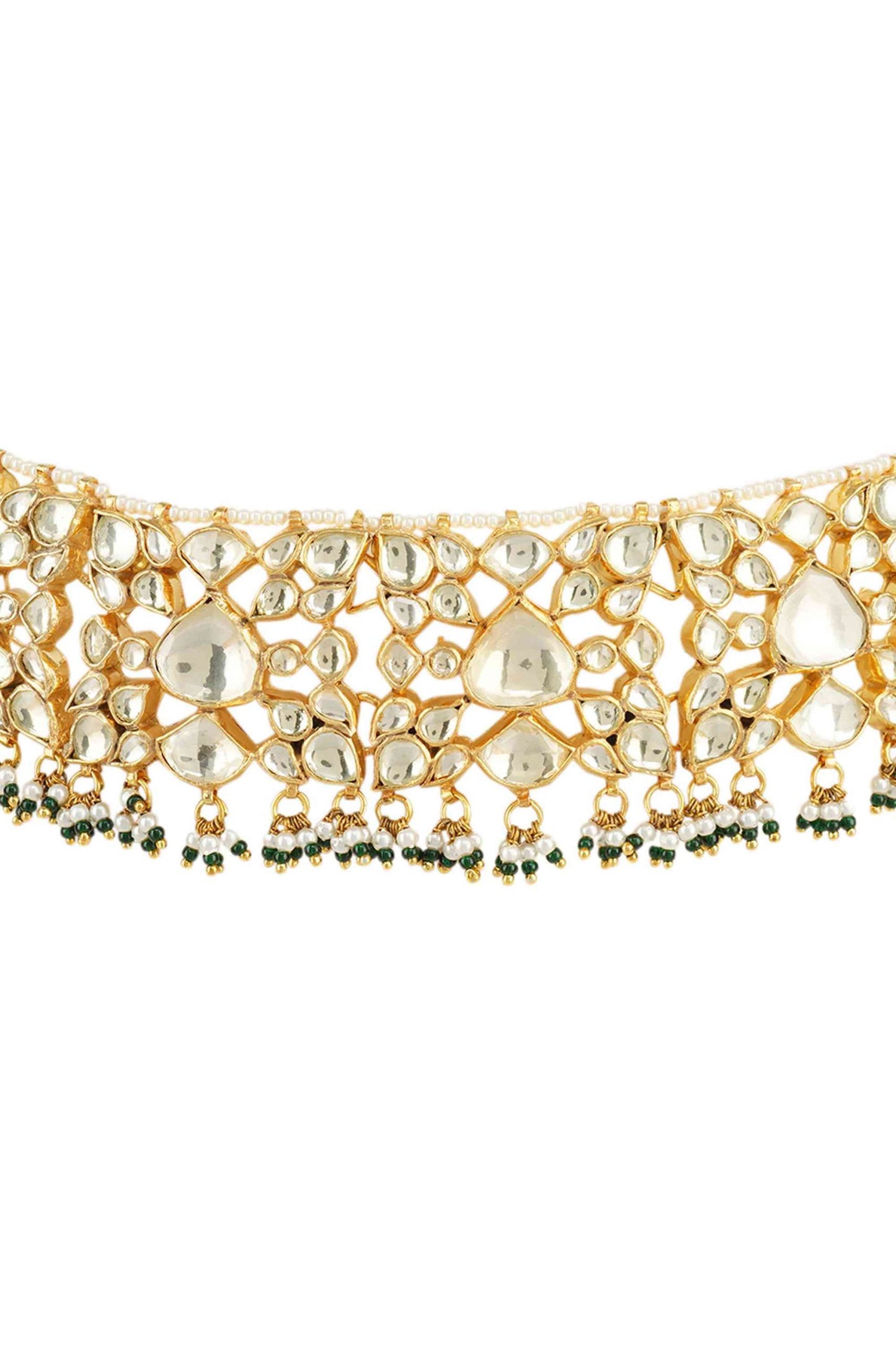 Shining Gold Plated Kundan Choker Necklace Set