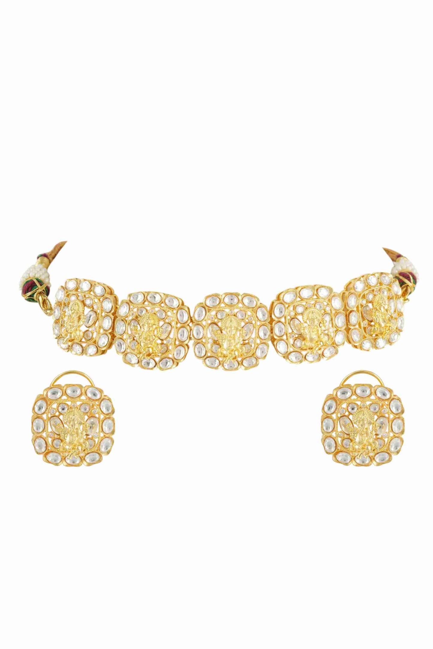 Illuminating Gold Plated Kundan Choker Necklace Seta