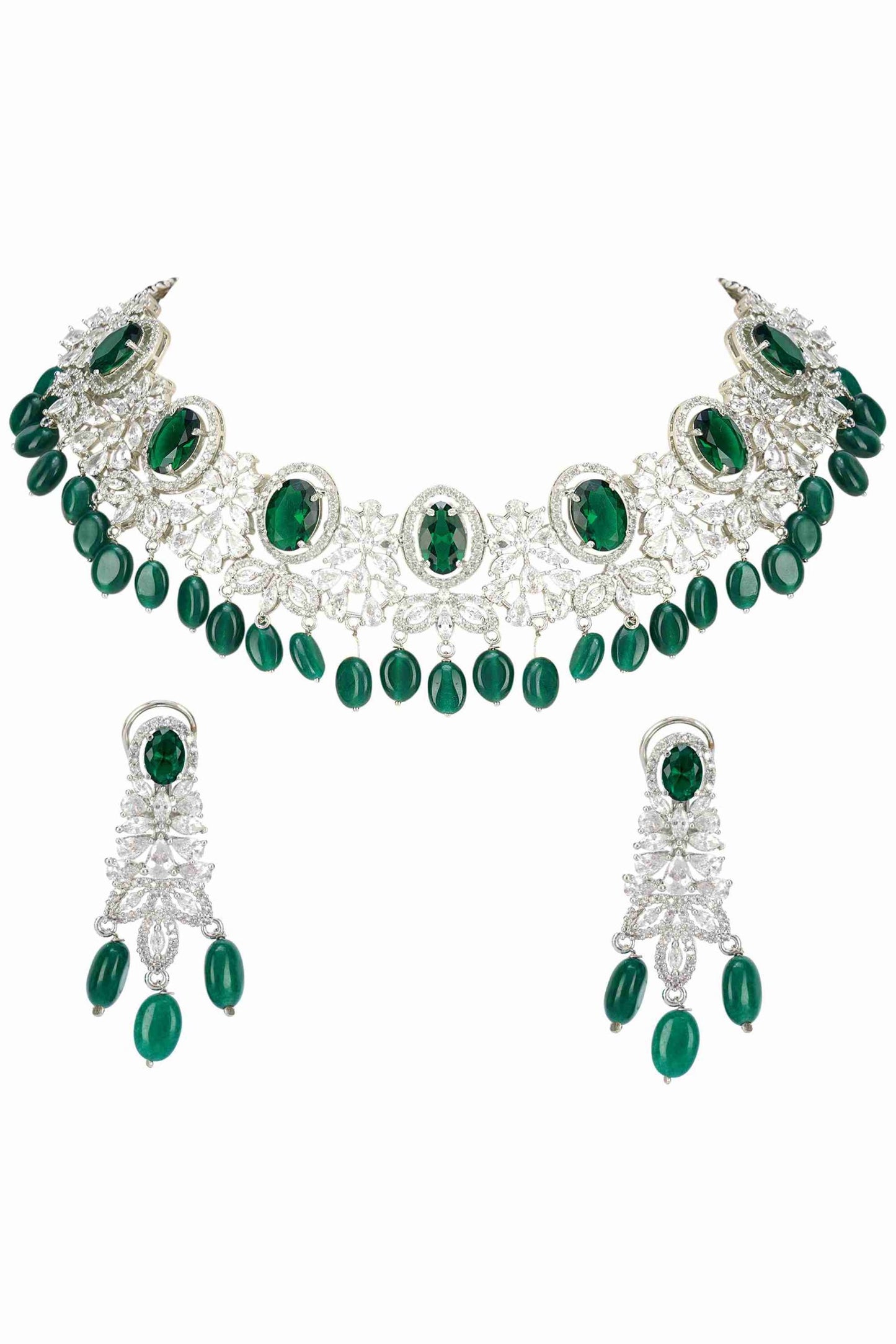 Enchanting Rhodium Finish Diamond Necklace set