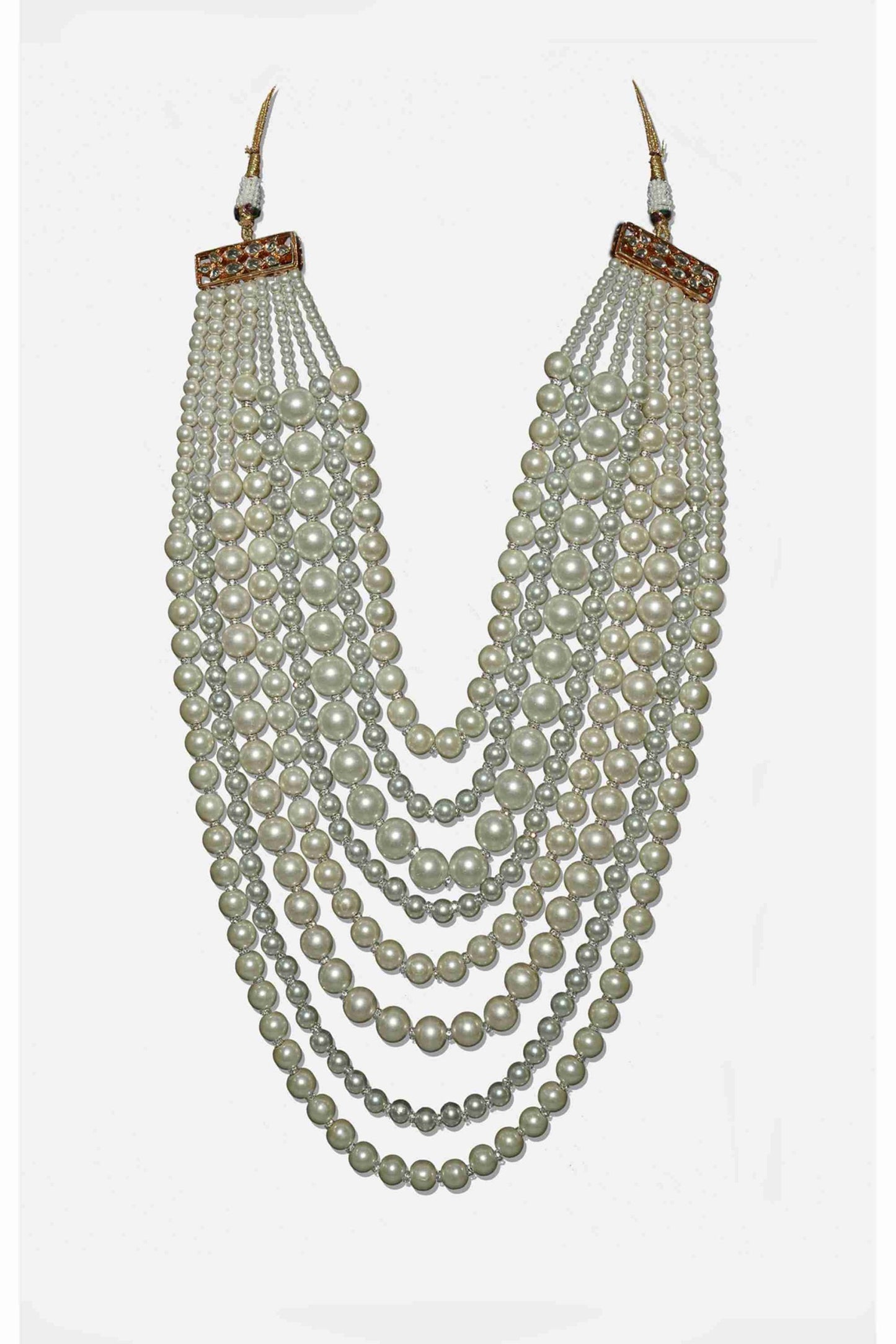 Luxurious Gold Plated Pearl Multi Layered Long Necklace