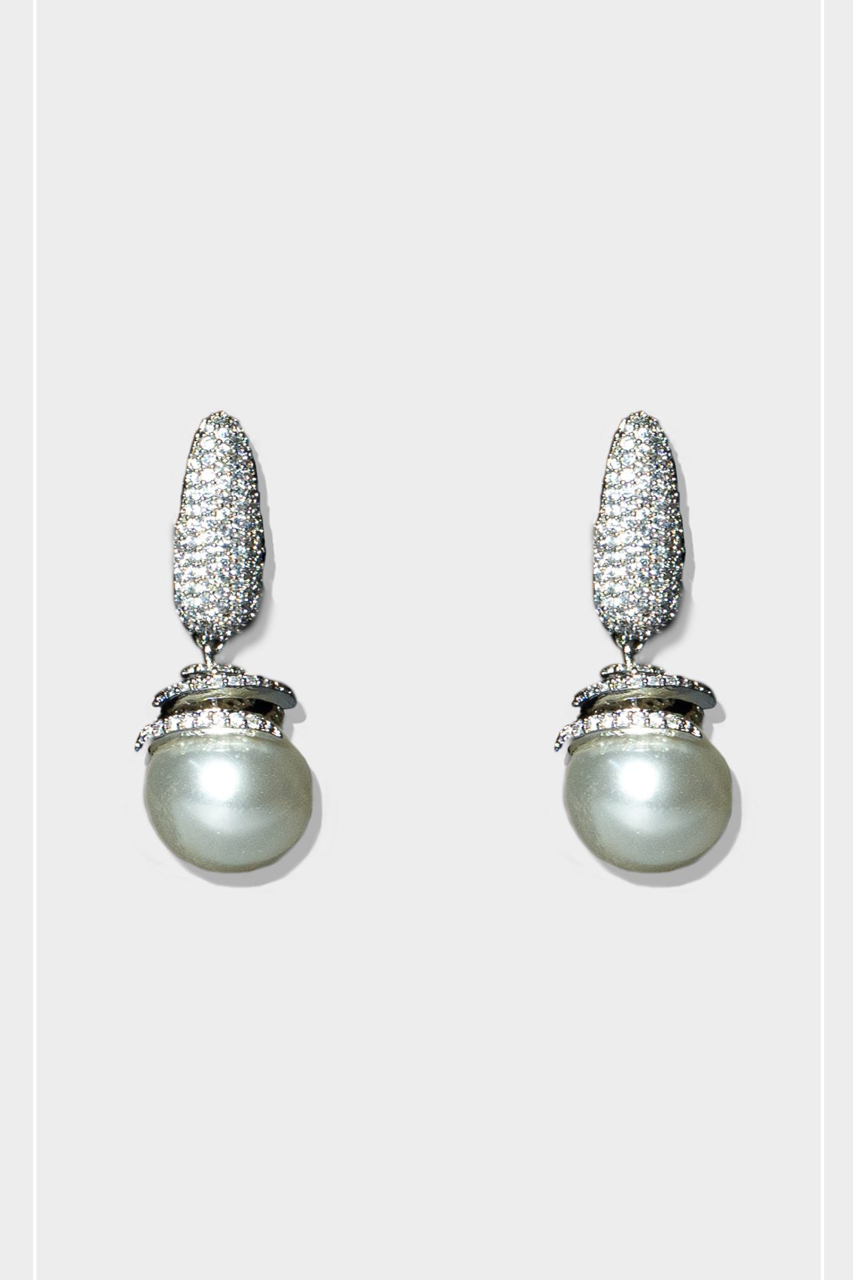 Noble Rhodium Finish Diamond Studded Earrings
