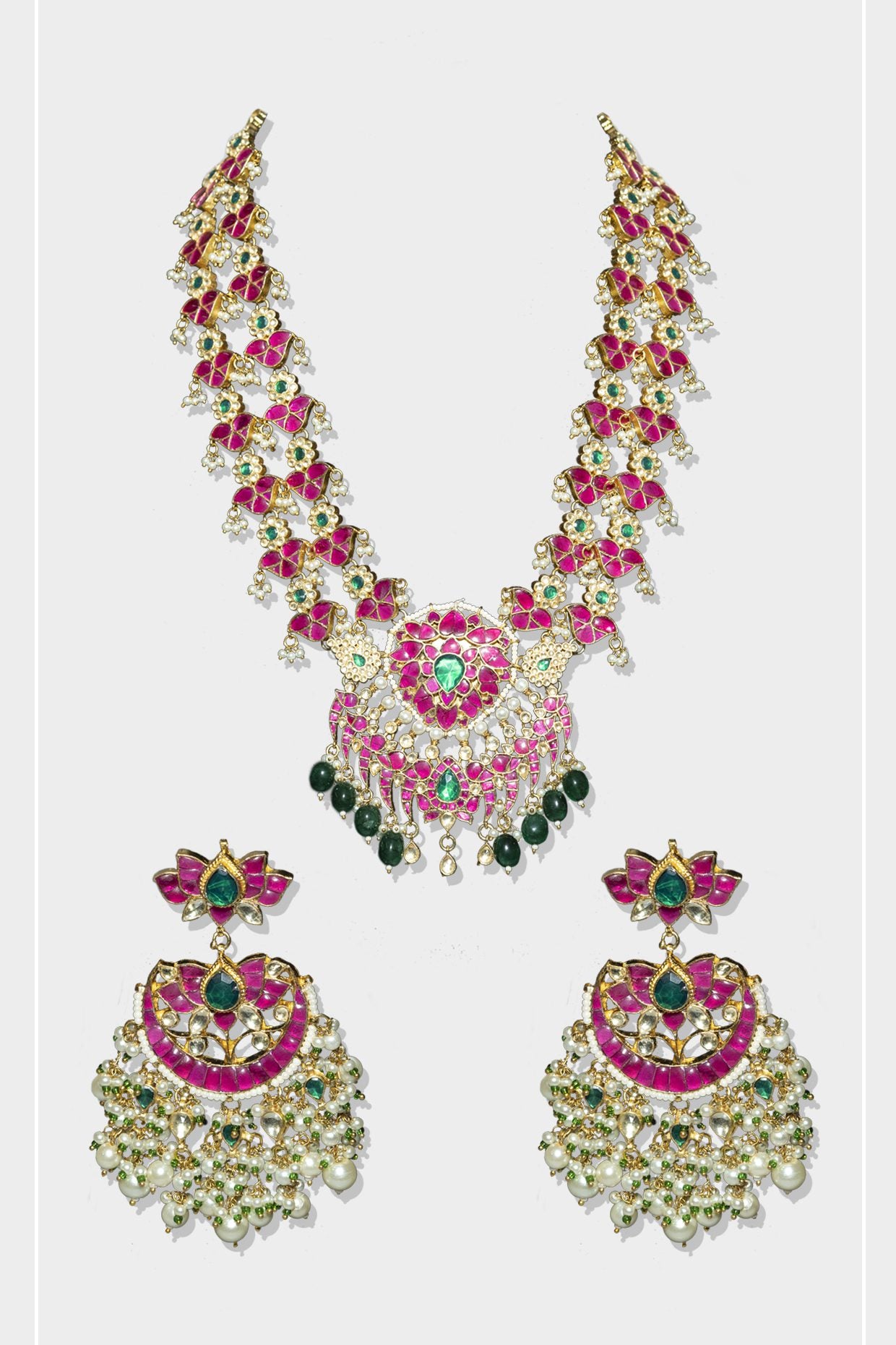 Sophisticated Gold Plated Kundan long Necklace Set