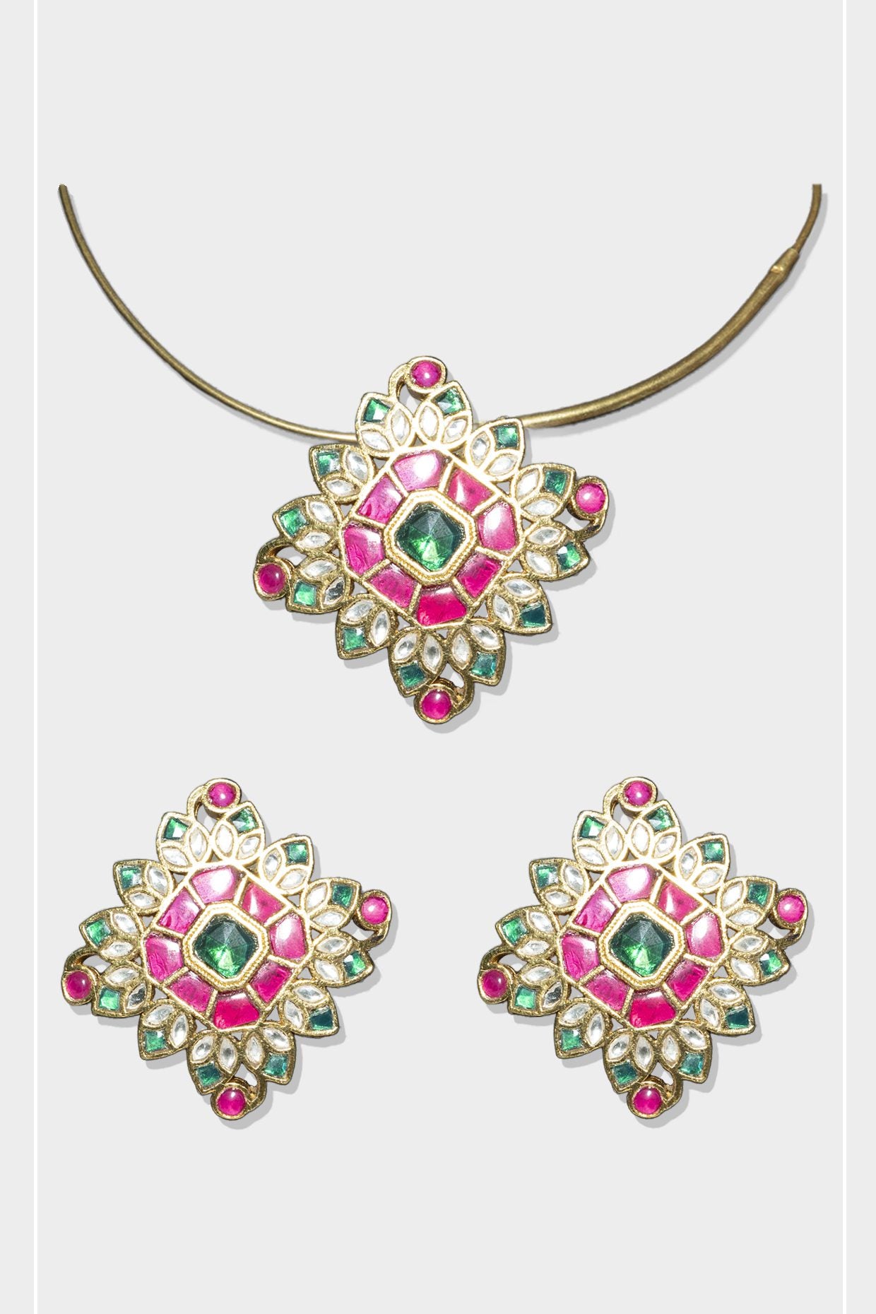 Exquisite Gold Plated Kundan Necklace Set
