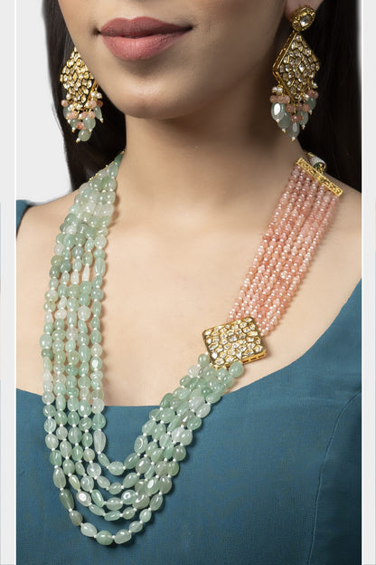 Luxurious Gold Plated Kundan long Necklace Set