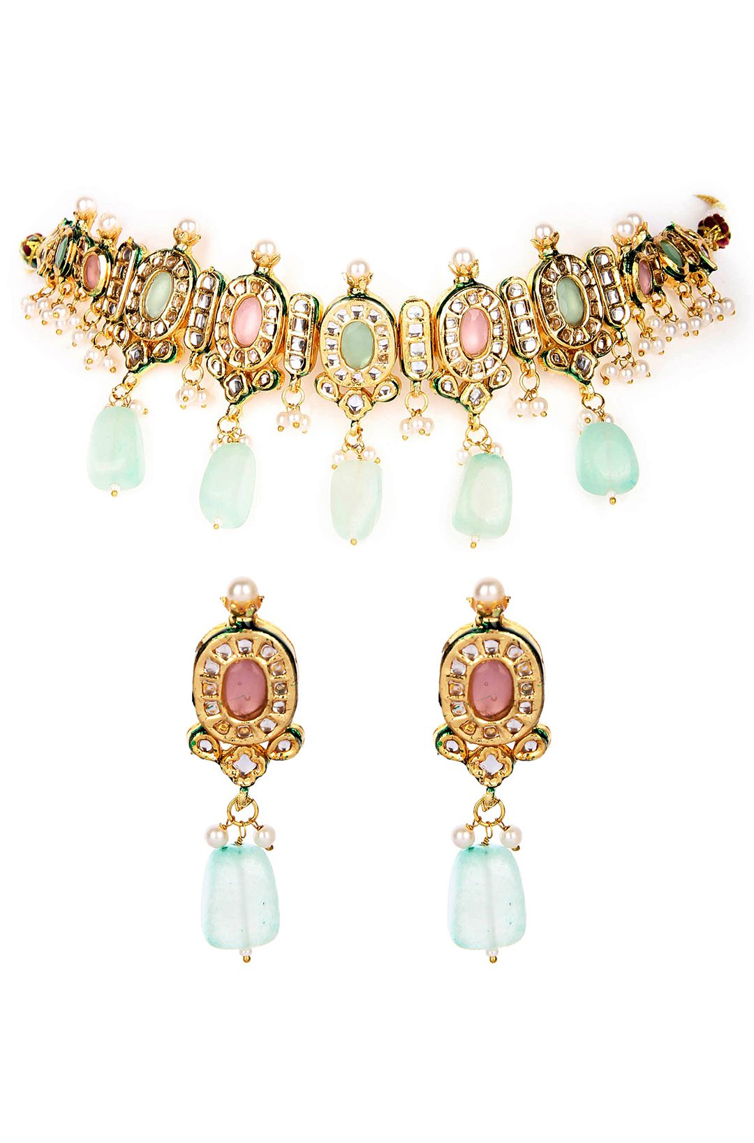 Splendid Gold Plated Kundan Choker Necklace Set