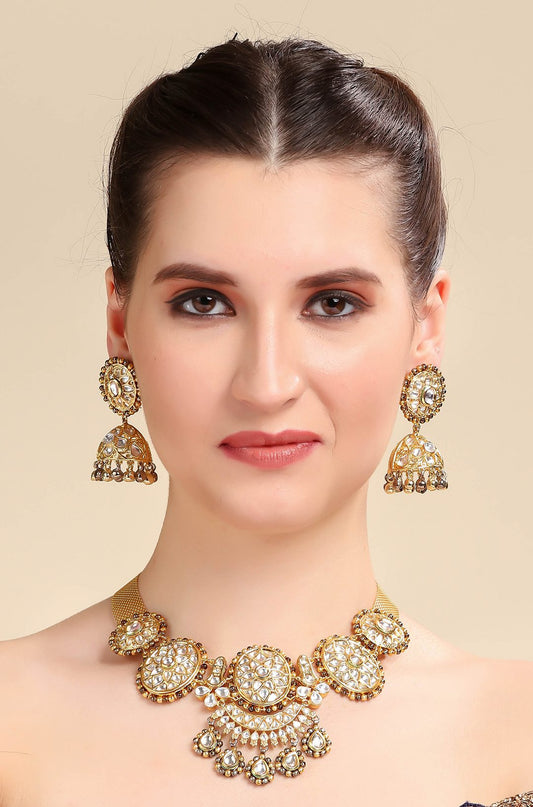 Elevate Your Look with 22KT Gold Plated Kundan Necklace Set