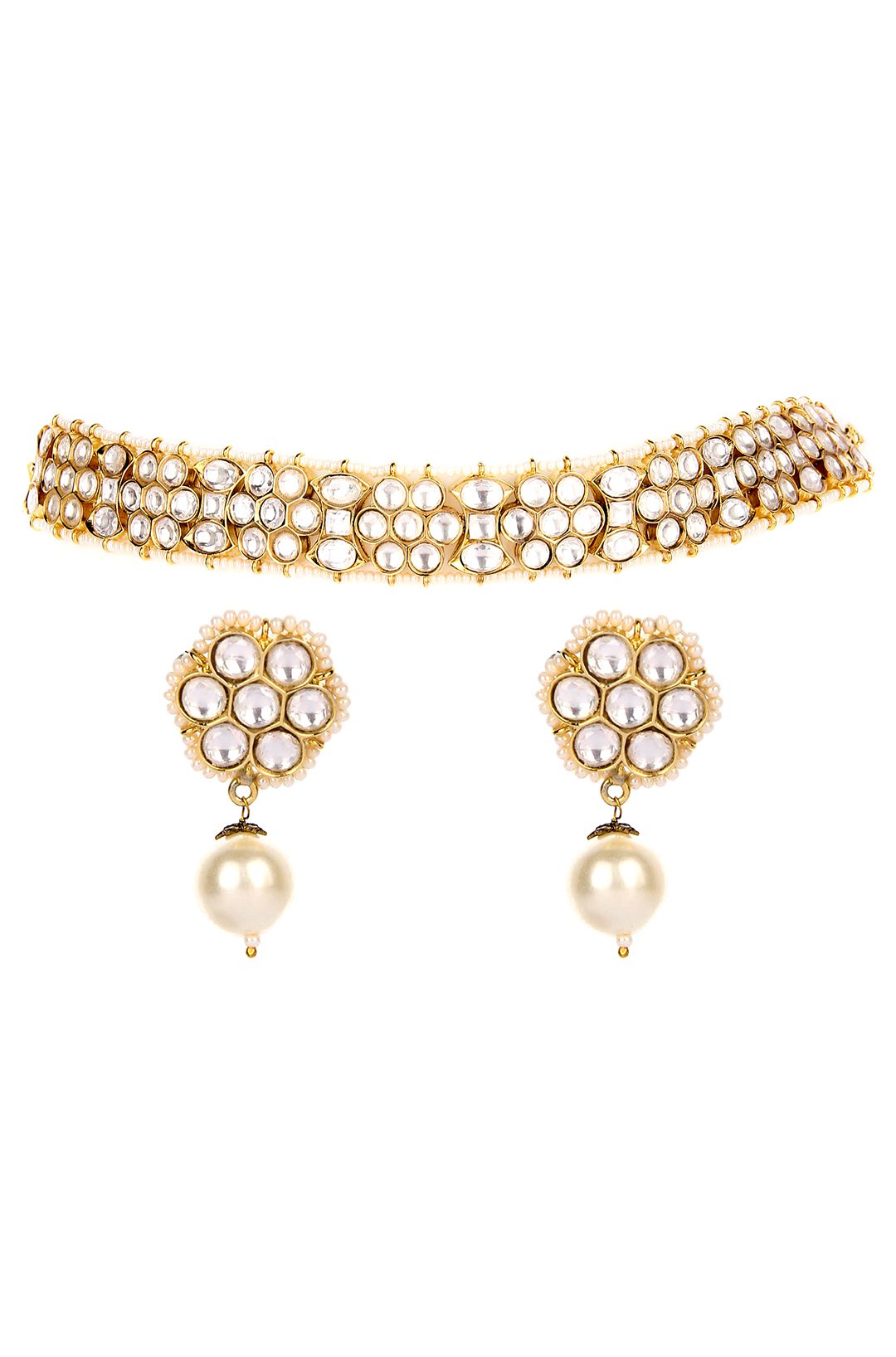 Luxurious Gold Plated Kundan Choker Necklace Set
