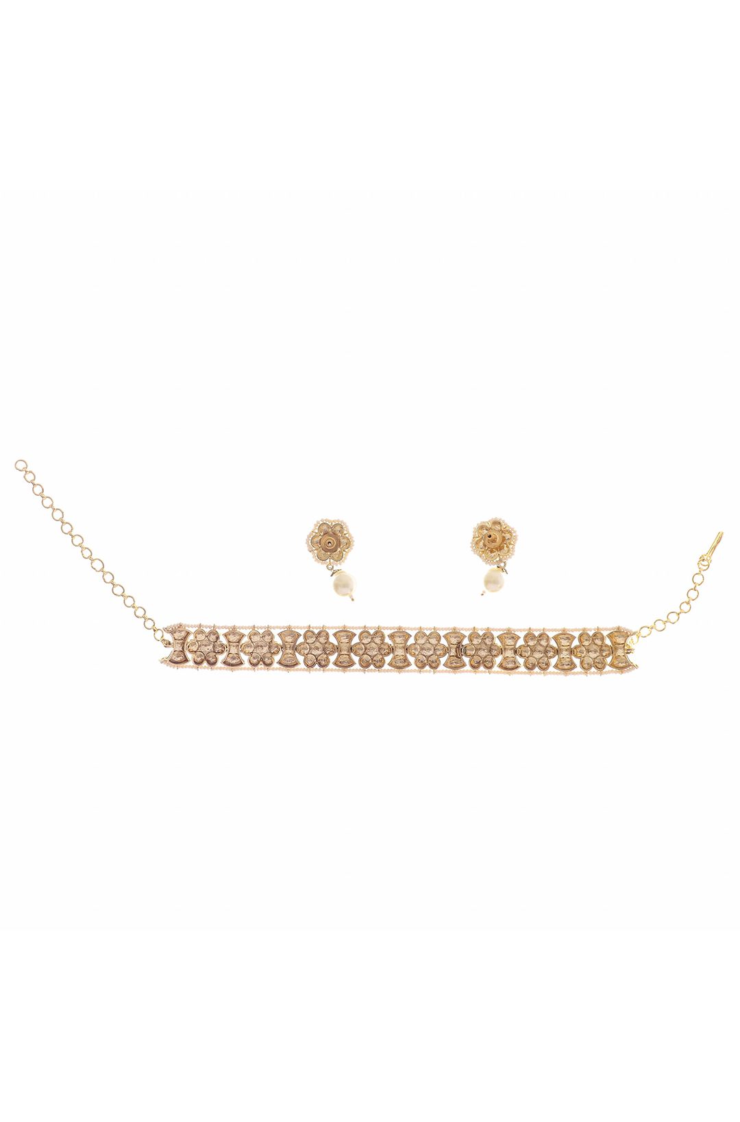 Luxurious Gold Plated Kundan Choker Necklace Set