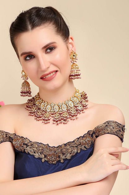 22KT Gold Plated Kundan Necklace Set