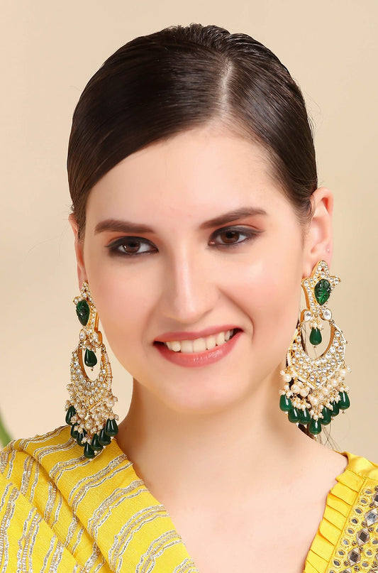 Ornamental Gold Plated Kundan Earrings