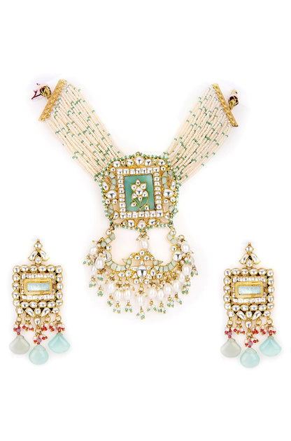 Shining Gold Plated Kundan Necklace Set