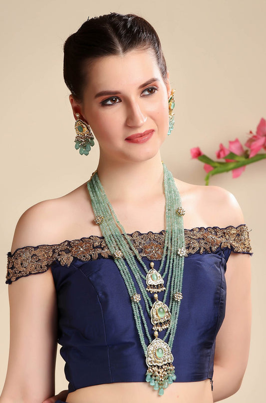 22KT Gold Plated Kundan Long Necklace Set