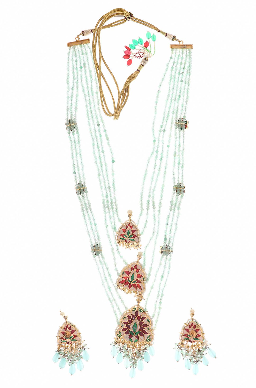 Illuminating Gold Plated Kundan Long Necklace Set
