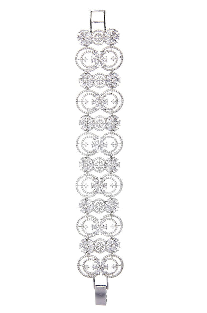 Queenly Rhodium Plated American Diamond Bracelet