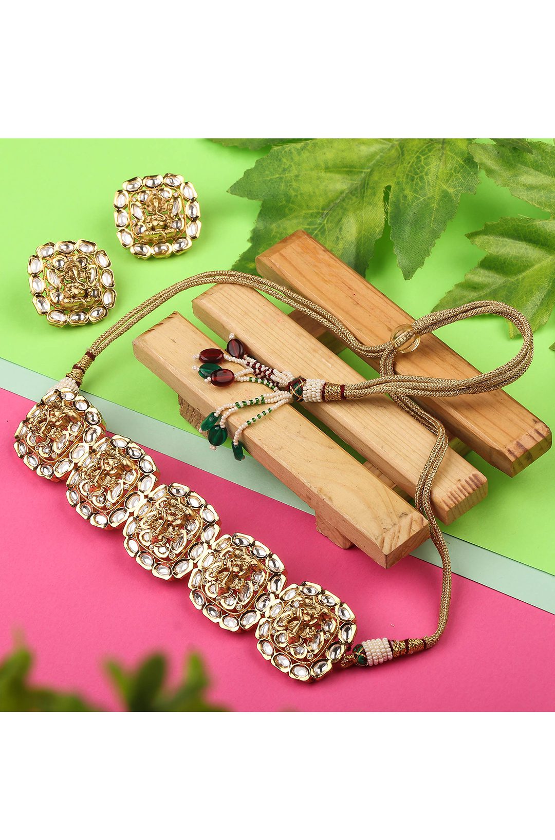 Majestic Gold Plated Kundan Choker Necklace Set