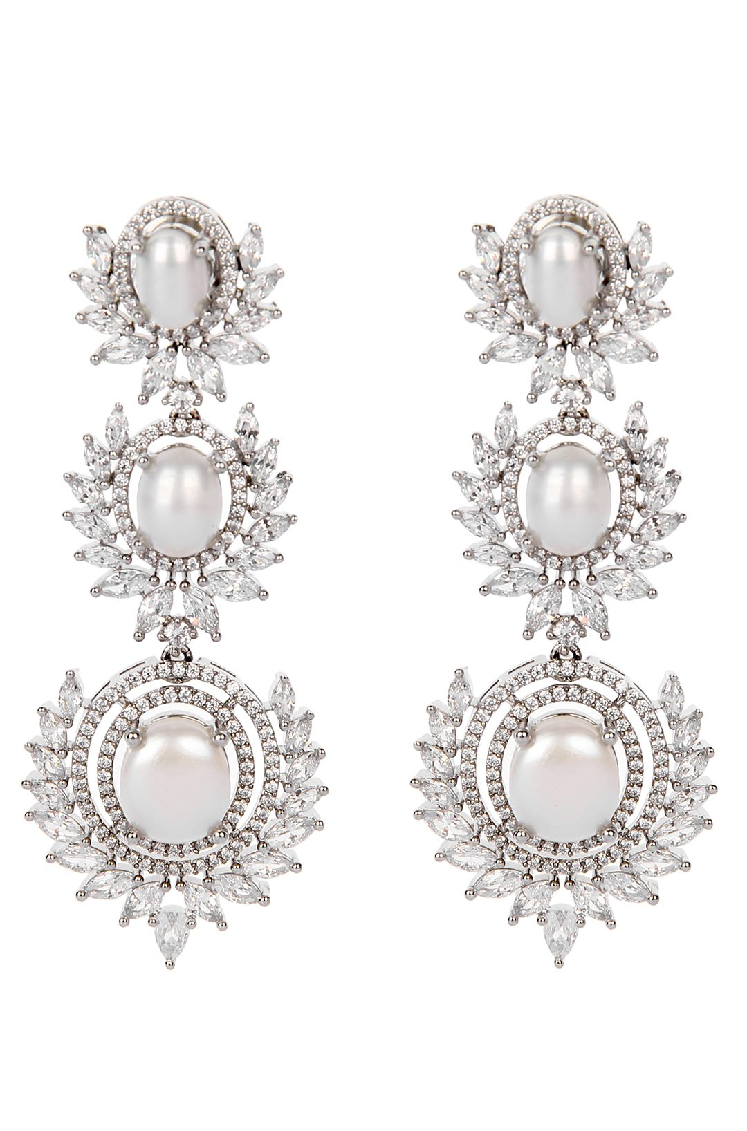 Delicate Rhodium Plated American Diamond Earrings