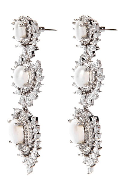 Delicate Rhodium Plated American Diamond Earrings
