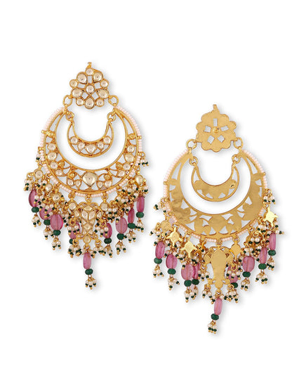 Gleaming Gold Plated Kundan Earrings