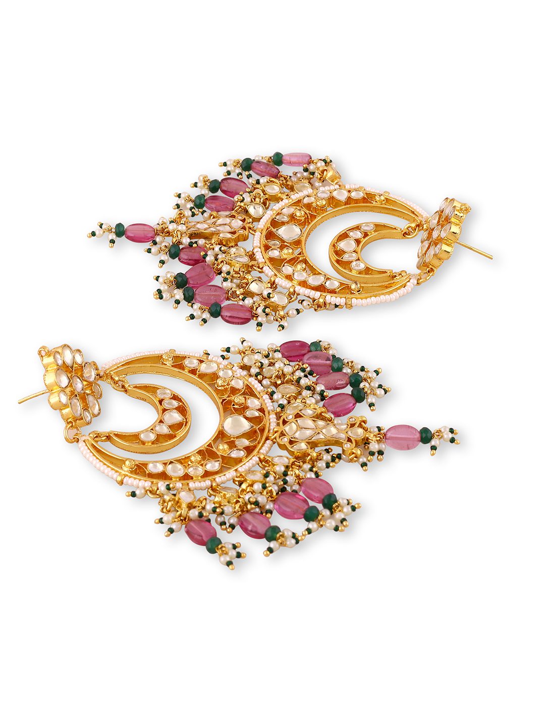 Gleaming Gold Plated Kundan Earrings