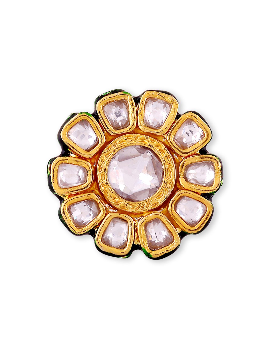 Sparkling Gold Plated Kundan Ring