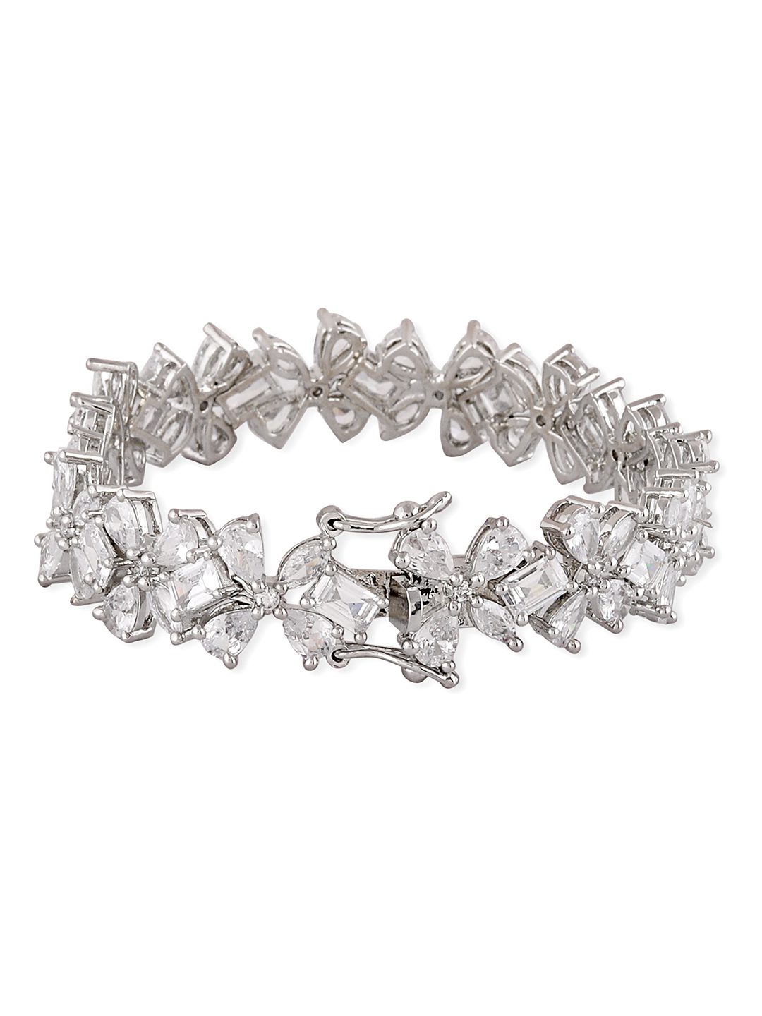 Glamorous Rhodium Plated American Diamond Bracelet