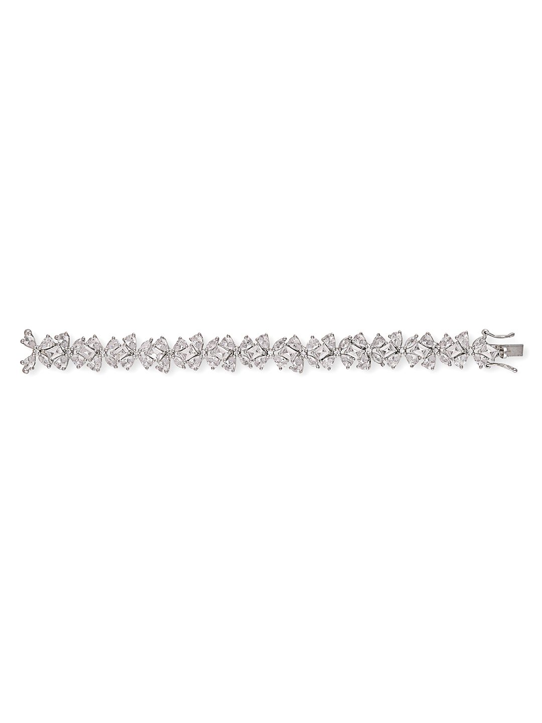 Glamorous Rhodium Plated American Diamond Bracelet