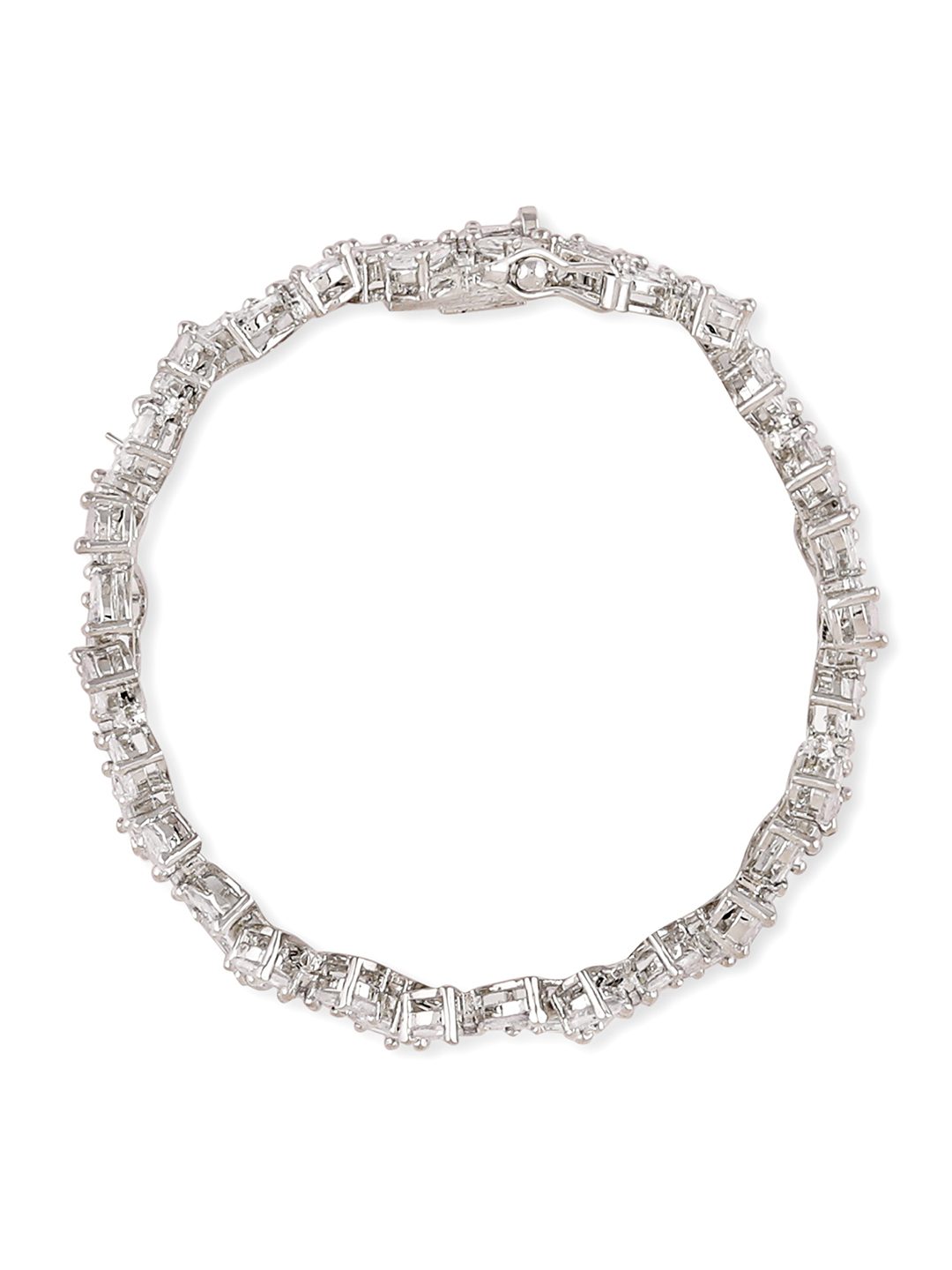 Glamorous Rhodium Plated American Diamond Bracelet