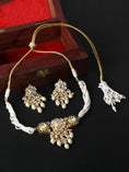 Load image into Gallery viewer, 22KT gold Plated Kundan Classic Evergreen and sleek Kundan choker set with Pearls for women and girls
