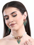 Load image into Gallery viewer, 22KT Gold Plated Kundan Red and Green Choker Necklace Set For women and Girls
