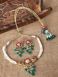 Load image into Gallery viewer, 22KT Gold Plated Kundan Red and Green Choker Necklace Set For women and Girls
