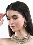 Load image into Gallery viewer, 22KT Gold Plated Kundan Red and Green Necklace Set For women and Girls
