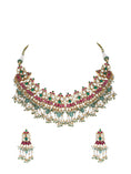 Load image into Gallery viewer, 22KT Gold Plated Kundan Red and Green Necklace Set For women and Girls
