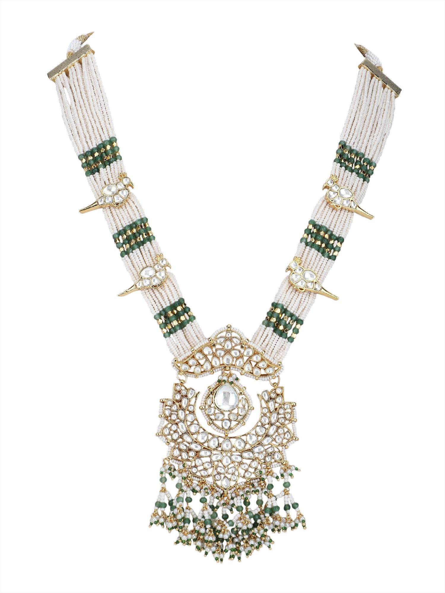 22KT Gold Plated Kundan Classic Green Necklace Set For women and Girls