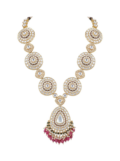 22KT Gold Plated Kundan Classic Red Beads Necklace Set