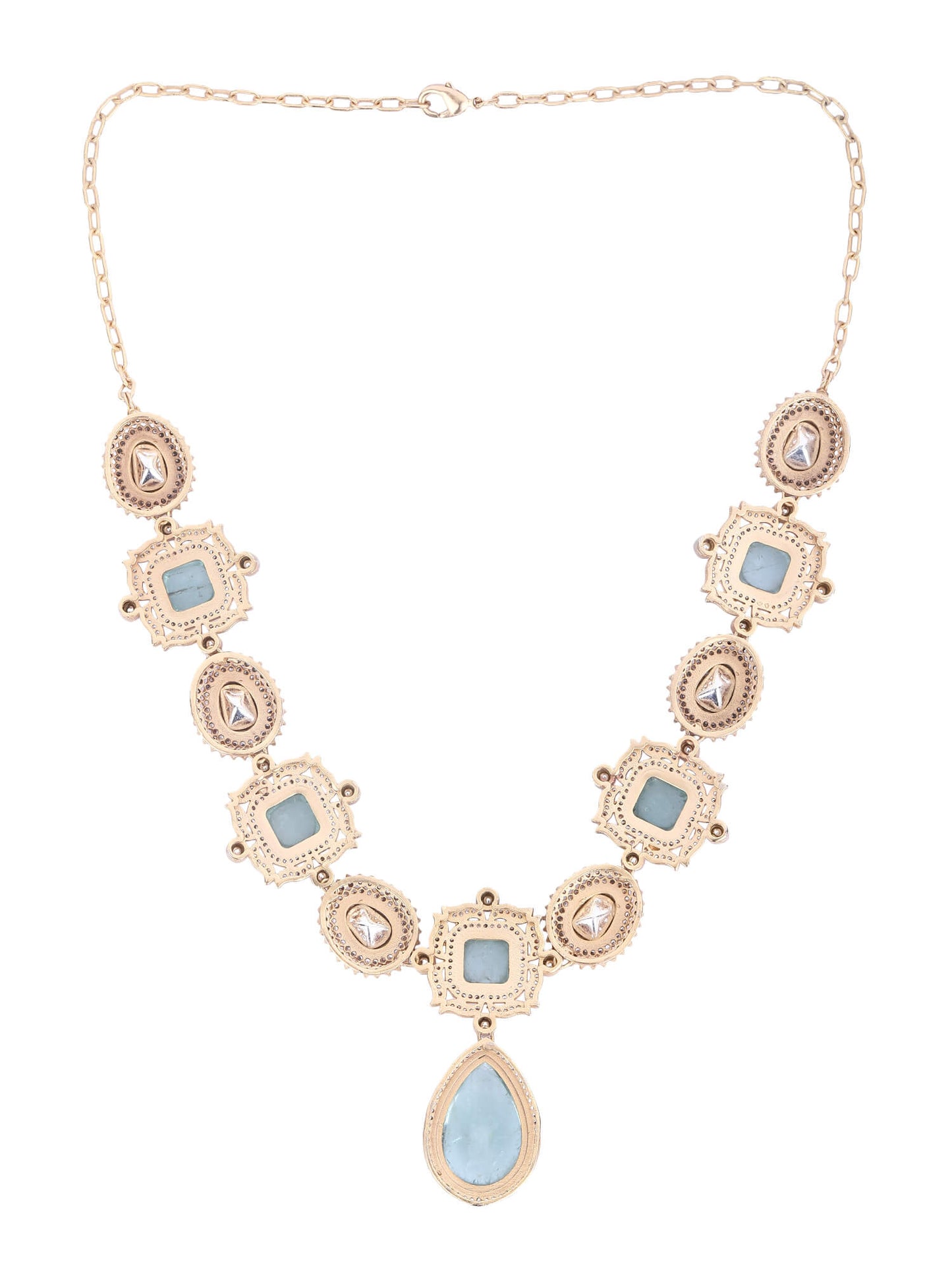 22KT Gold Plated Kundan Blue Necklace Set