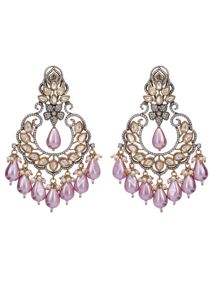 Pink & Golden Classic Polki Earrings