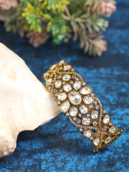 Gold-Plated Pearl Beaded Kundan-Studded Bangles
