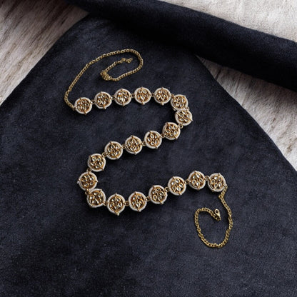Gold Finish Polki & Pearls Waist Belt