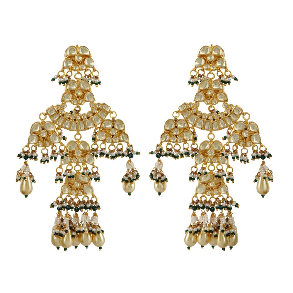 Glittering Kundan Necklace Set 22KT Gold Plated