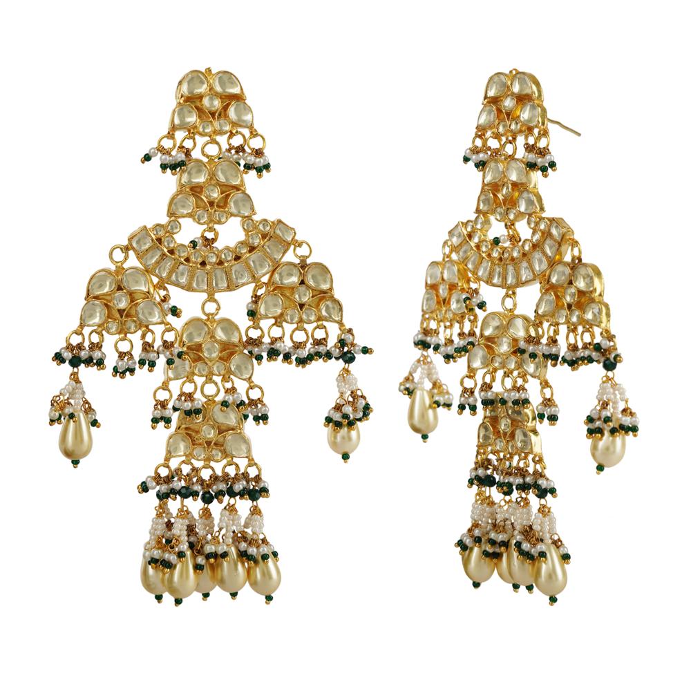 Glittering Kundan Necklace Set 22KT Gold Plated