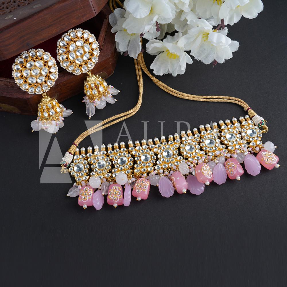 Precious Kundan Necklace Set 22KT Gold Plated