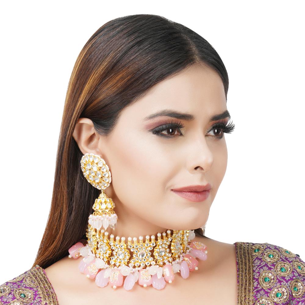 Precious Kundan Necklace Set 22KT Gold Plated