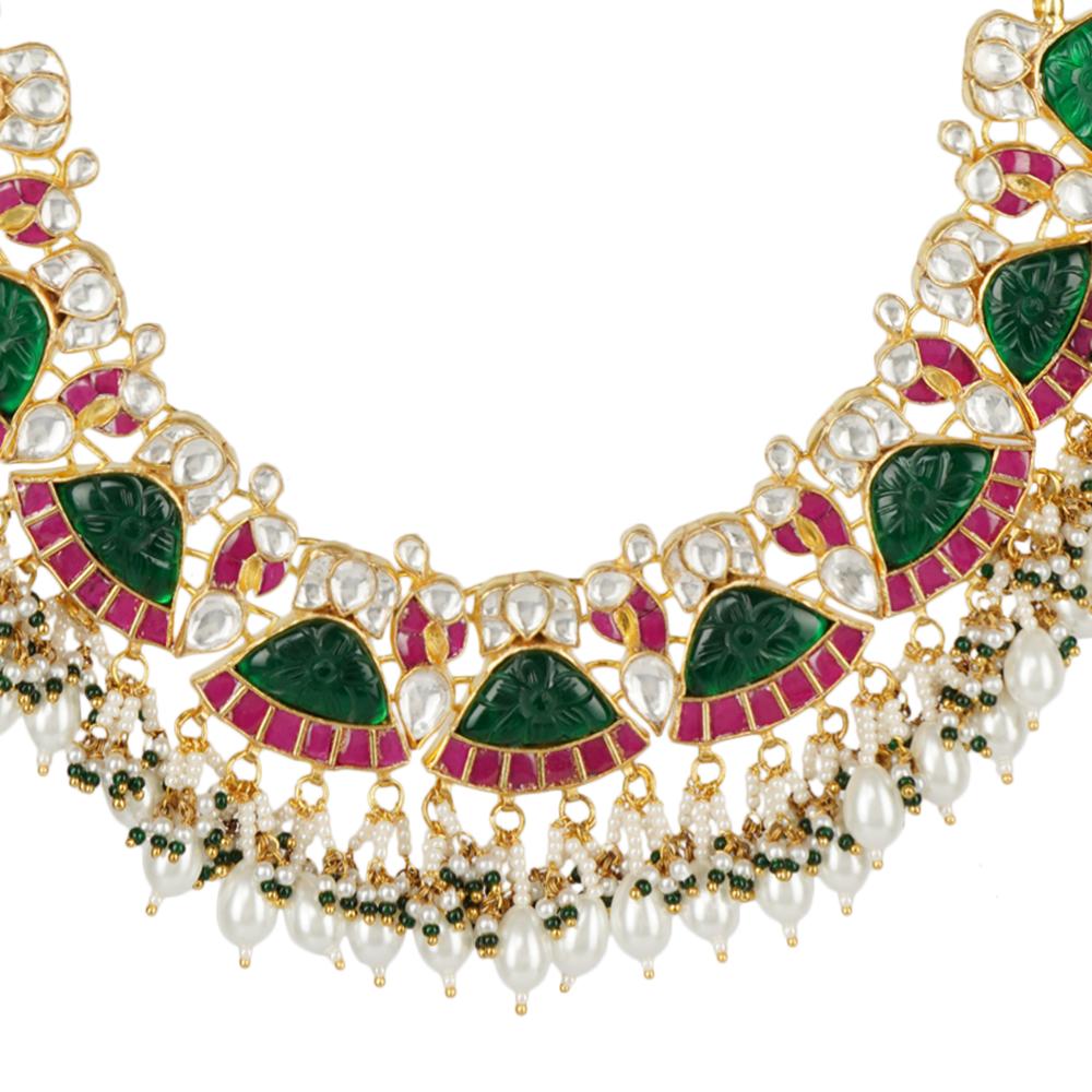 Refined Kundan Necklace Set 22KT Gold Plated