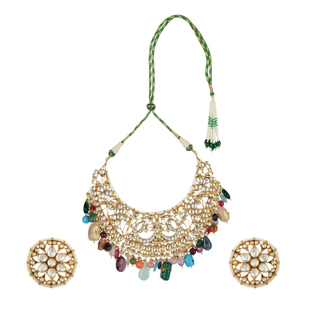 Glamorous Kundan Necklace Set 22KT Gold Plated