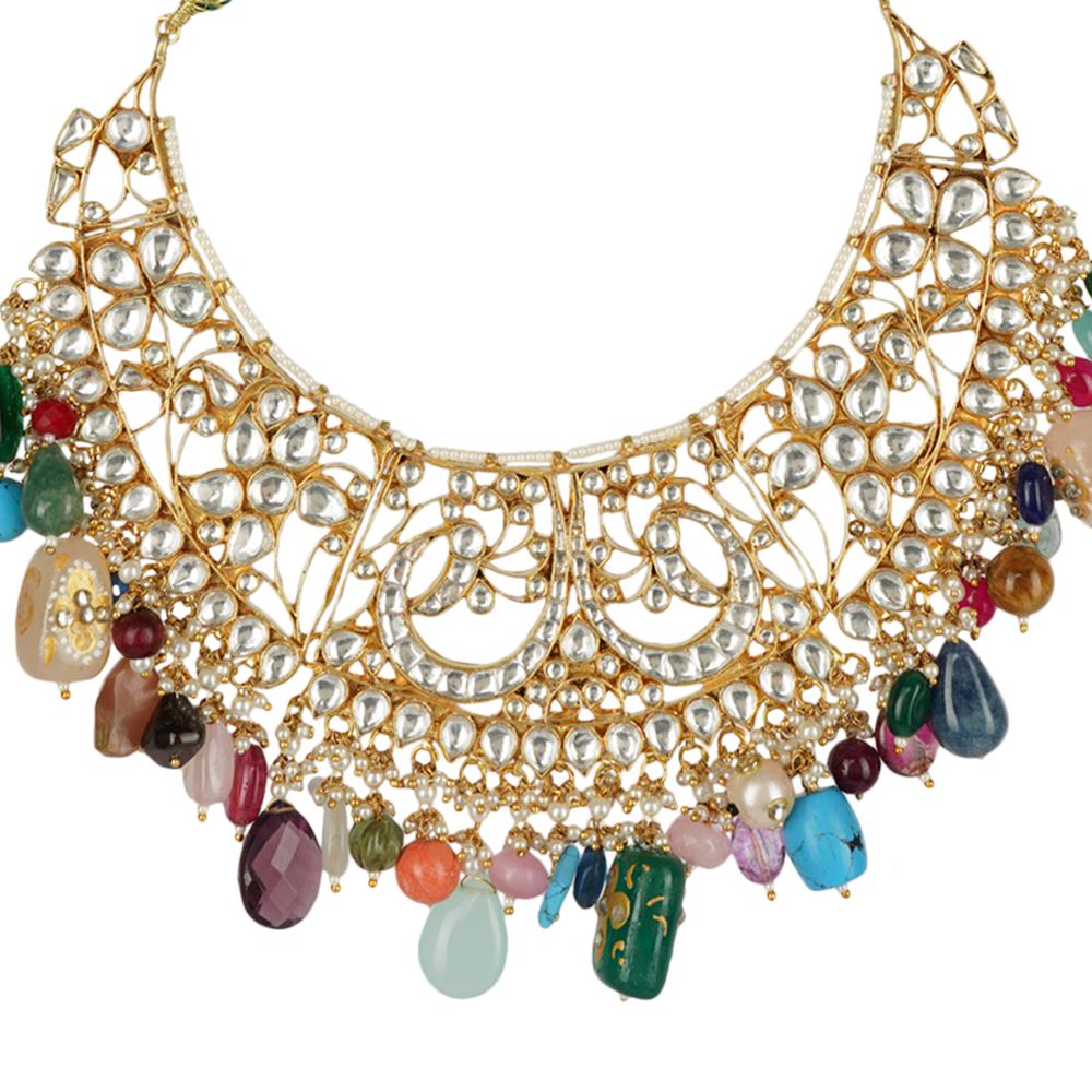 Glamorous Kundan Necklace Set 22KT Gold Plated