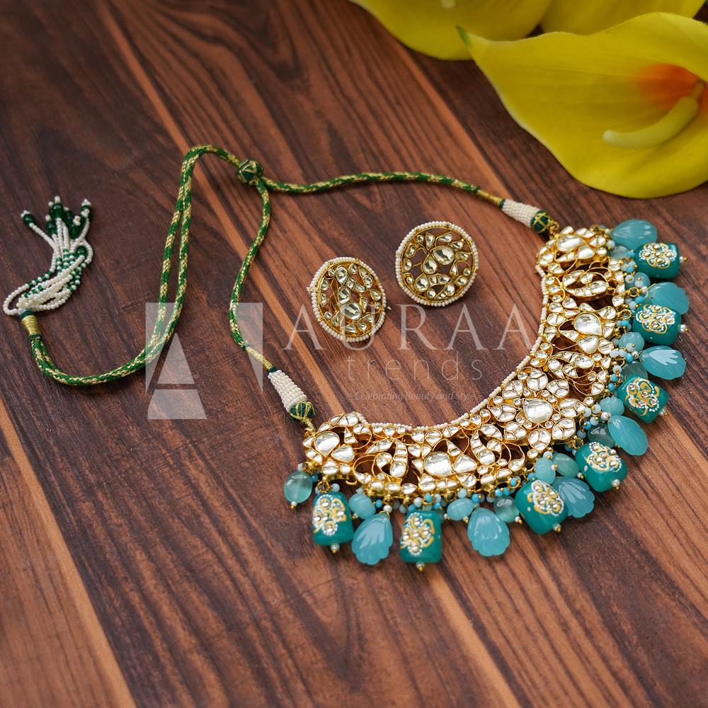 Exquisite Kundan Necklace Set 22KT Gold Plated