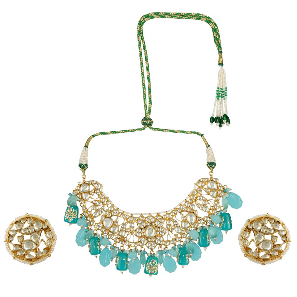 Exquisite Kundan Necklace Set 22KT Gold Plated