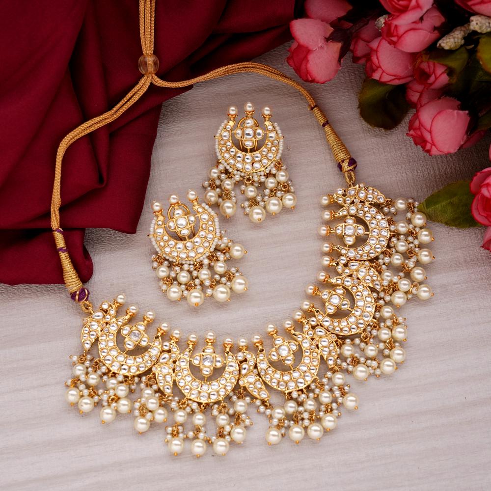 Opalescent Kundan Necklace Set 22KT Gold Plated