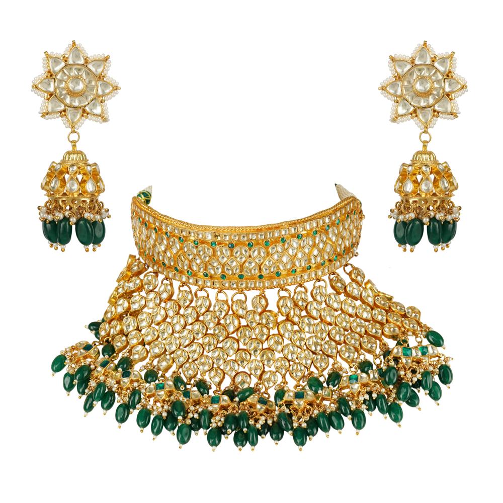 Shining Kundan Necklace Set 22KT Gold Plated