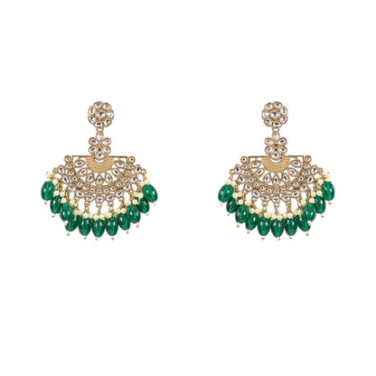 Earrings Emerald Green Kundan Jhumka.